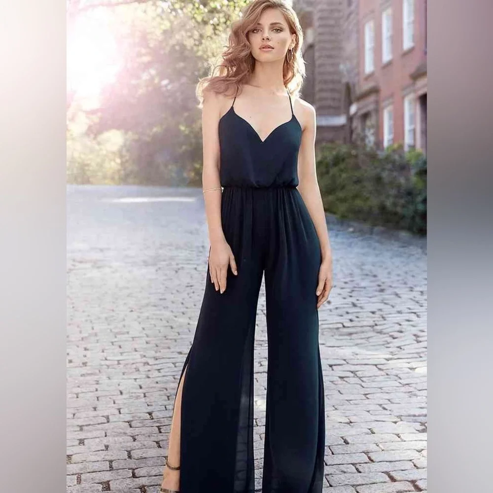 Hayley Paige Bridal Wedding Chiffon Jumpsuit Style 5710 Ivory - Picture 10 of 11